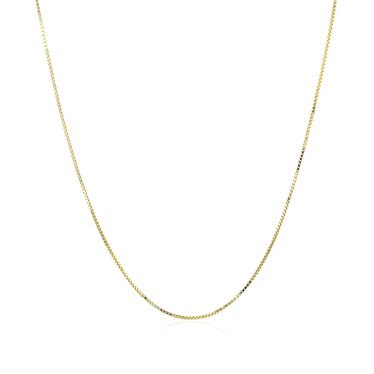 10k Yellow Gold Classic Box Chain (0.60 mm) in a sleek high-contrast midnight luxury editorial style